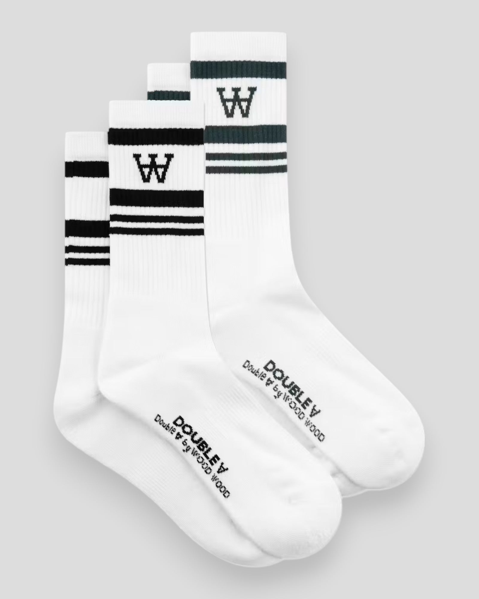 Ryder 2 Pack Sock - White/Black - White/Green