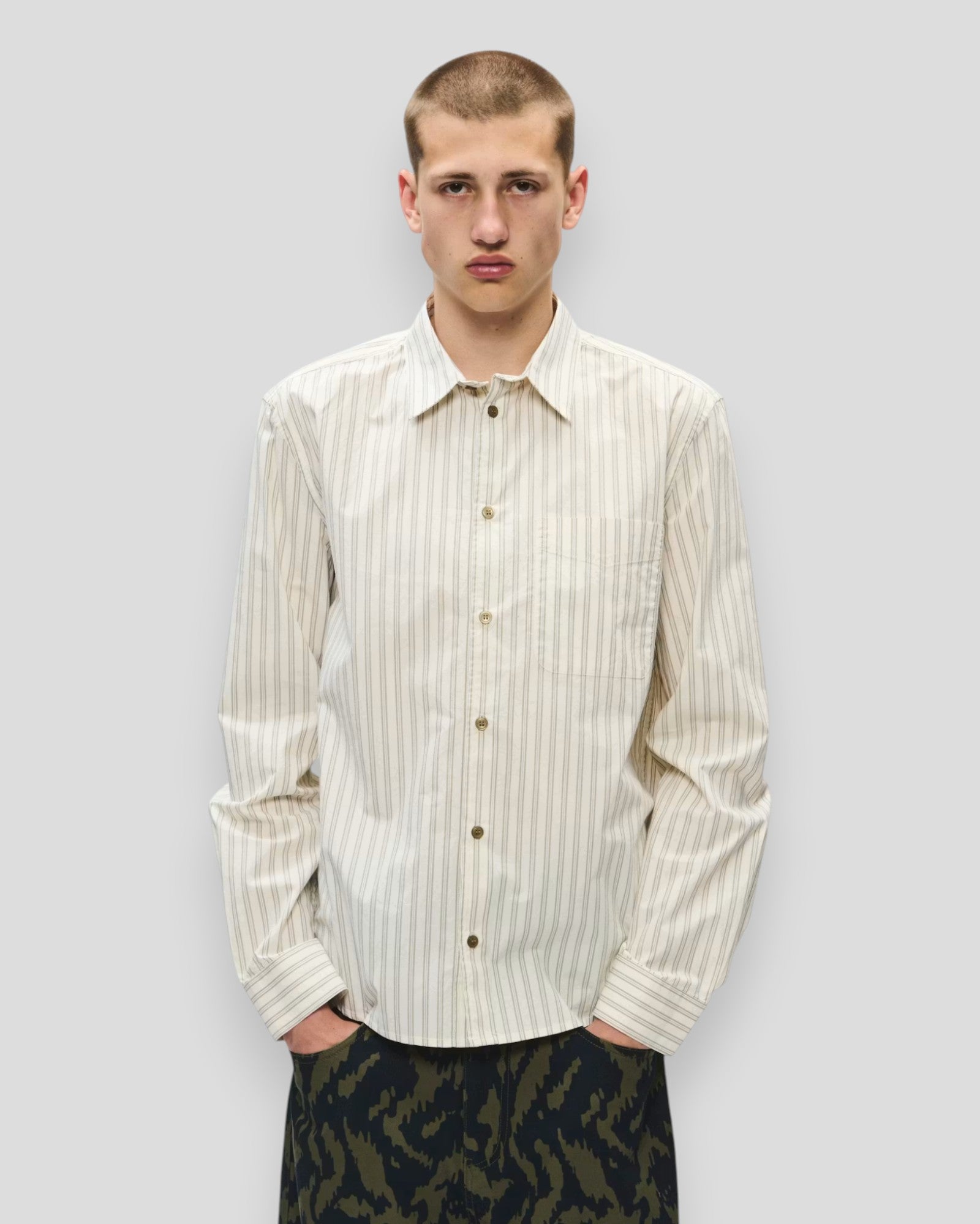 Adrian Shirt - Silver Birch Stripe