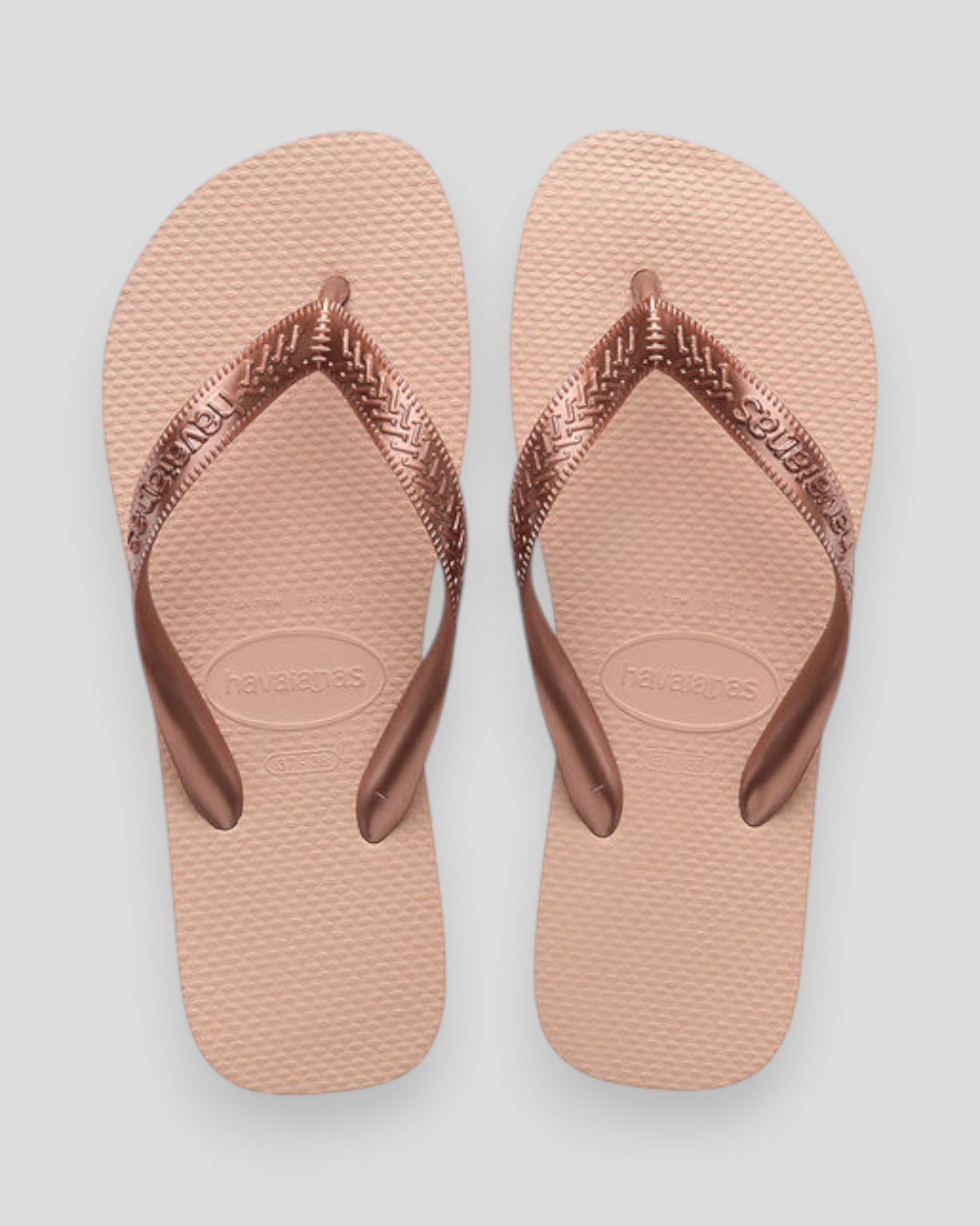 Hav. Top Tiras 0076 ballet rose sandaler til kvinder fra Havaianas, vises med lyserøde stropper og gummisål