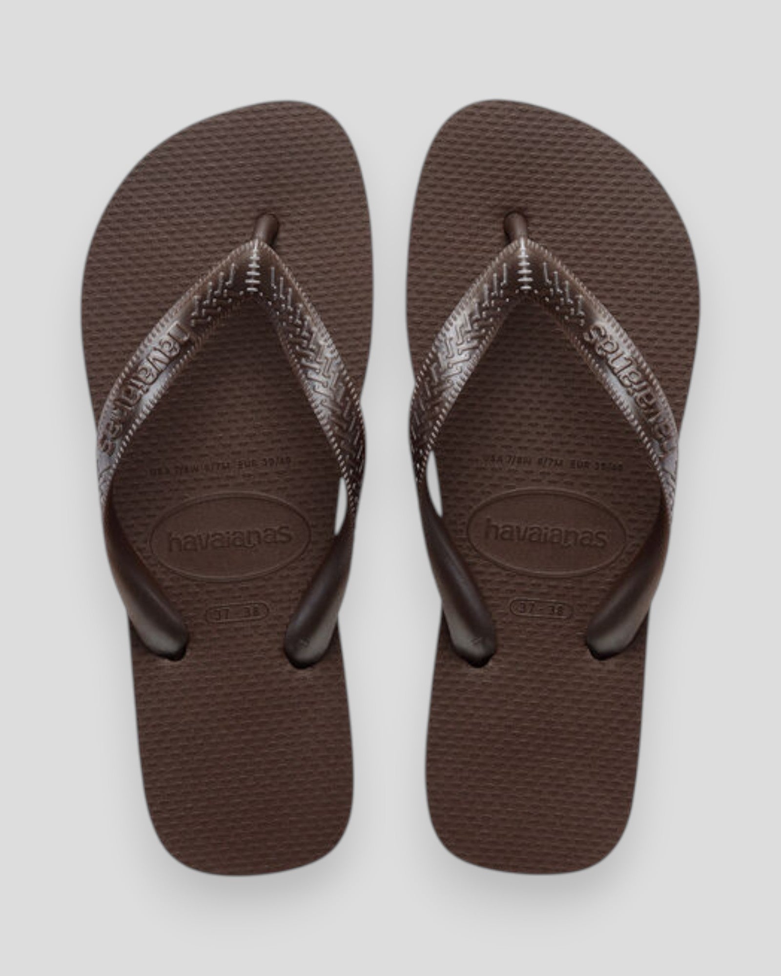 Havaianas damesandaler Hav. Top Tiras 0727 i mørkebrun med tynde stropper og gummisål, sommer- og strandstil