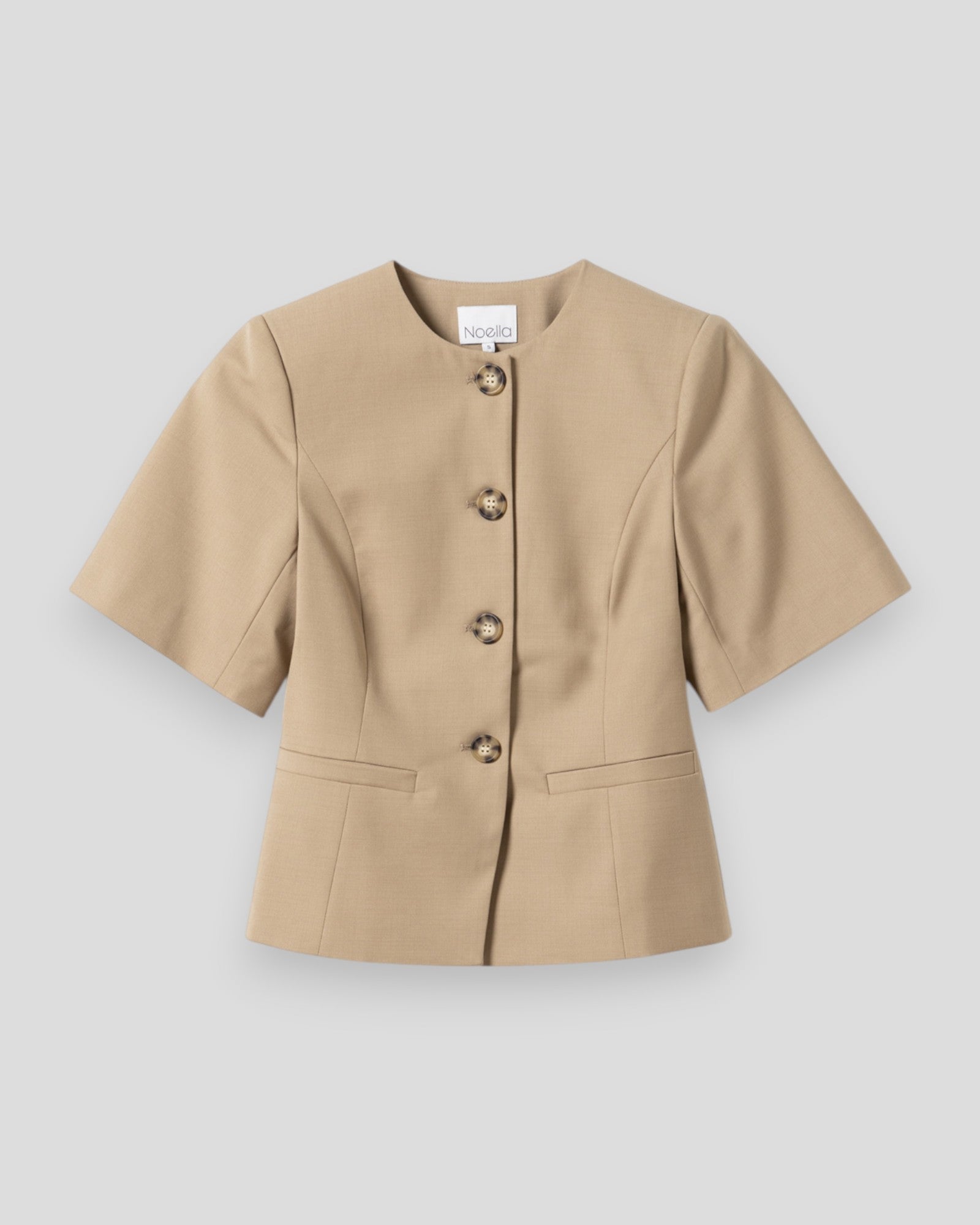 Noella Kasaundra Blazer for women in Oyster, tailored fit, lightweight fabric, and classic lapel collar.