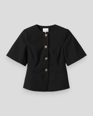 Sort dames blazer fra Noella, Kasaundra blazer i klassisk snit med knapper og reverslap, perfekt til formelle eller afslappede look.