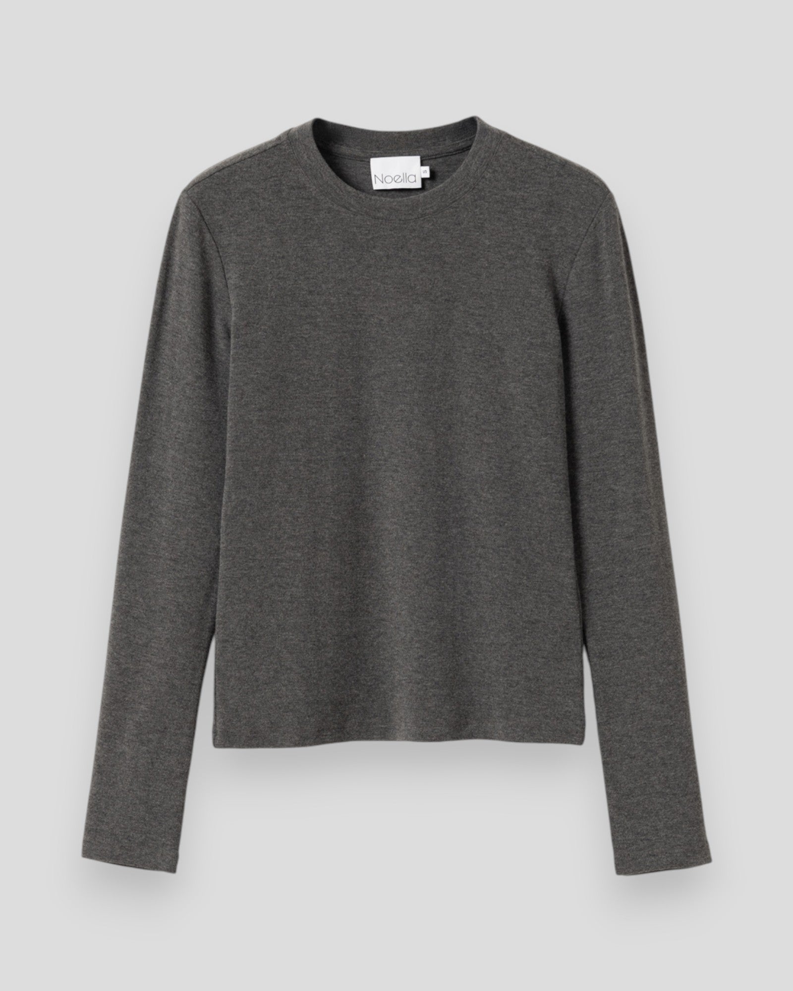 Noella Lidie LS Top i mørkegrå melange, langærmet bluse med blødt stof og afslappet pasform.