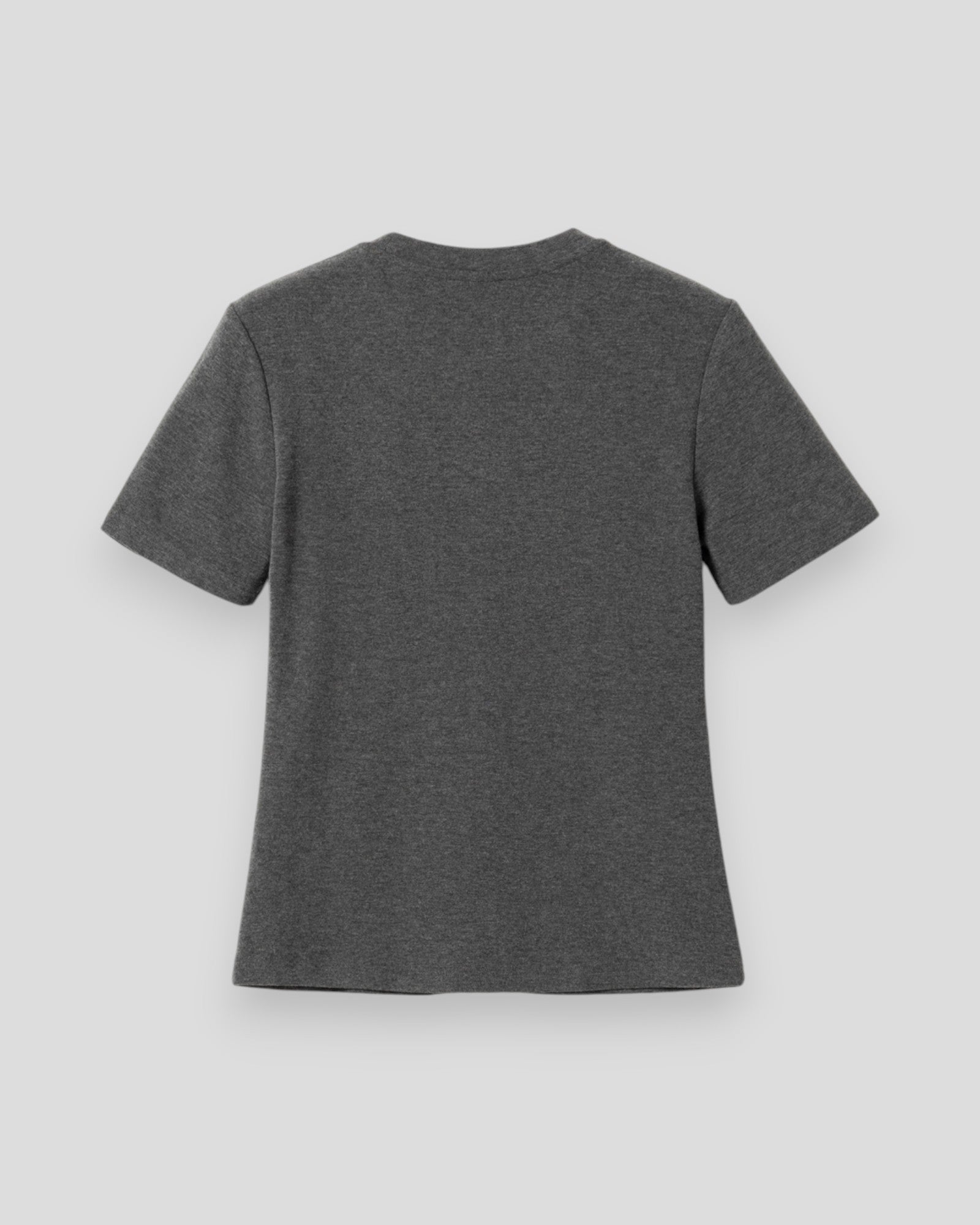Noella Lidie SS Top i mørkegrå melange, let og afslappet t-shirt med rund hals og korte ærmer.