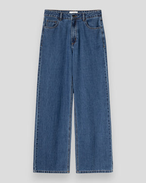 Dame jeans N-Katy MW i blå vask, slim fit, med lyseblå vask og klassisk denimtekstur, fra Noella.
