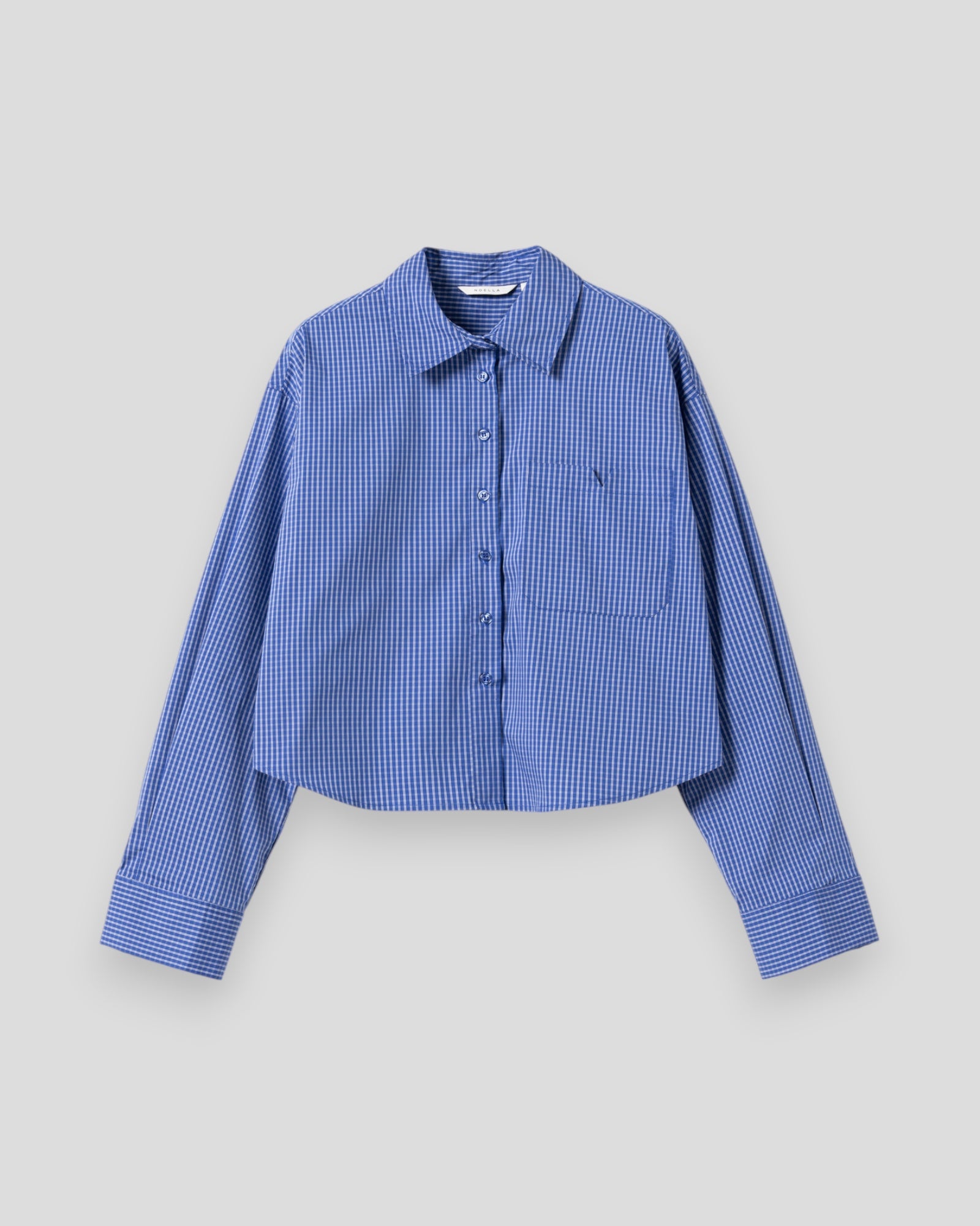 Dame N-Marlon C skjorte fra Noella i Davy Blue Check med langærmet design og klassisk mønster.