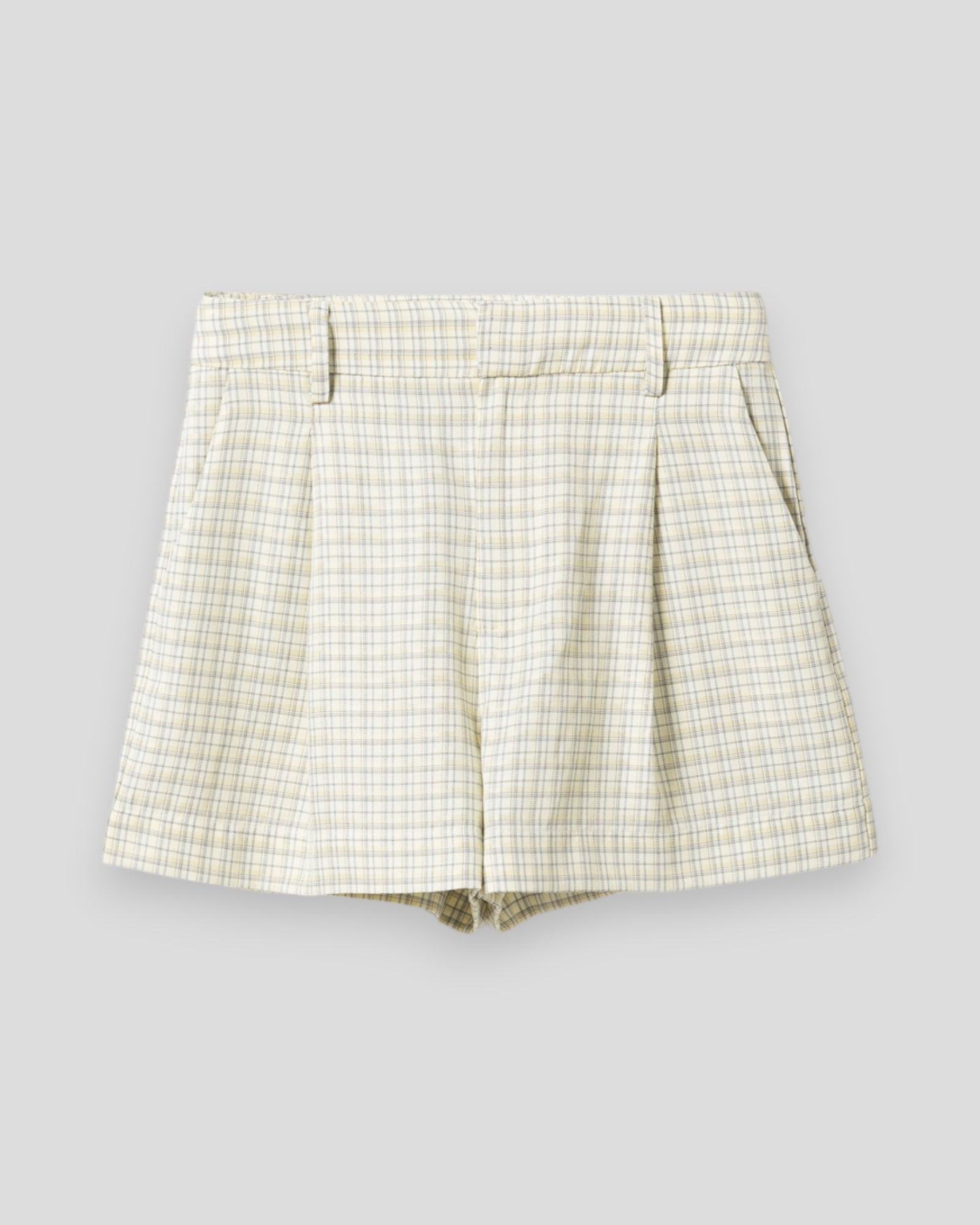 Noella N-Kazianette MW shorts i gul og sort tern, dameshorts med afslappet pasform og kort længde, Denny Yellow Check design