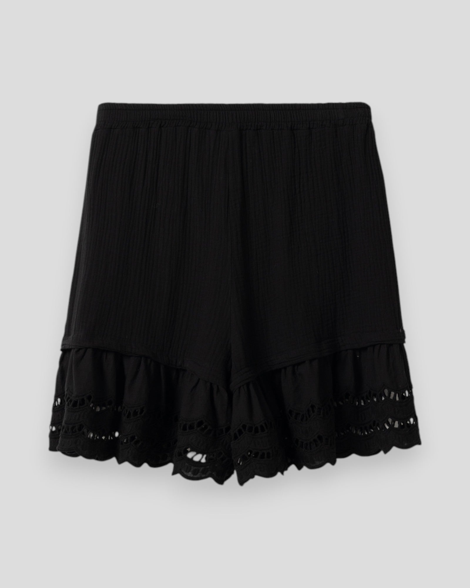 Sort Noella N-Marlow shorts til kvinder, afslappet nederdel i sort, synlig med struktur og komfortabel pasform