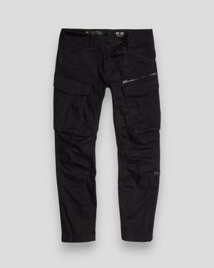 Sort G-STAR RAW Rovic Zip 3D Regular Tapered træningsbukser med lynlåse og tapered pasform, set foran.