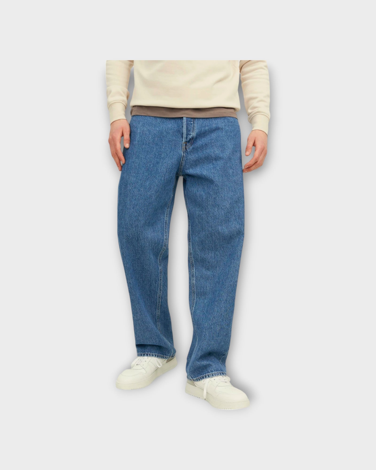 Alex Original Jeans Blue Denim - Blå Baggy Jeans til Mænd fra Jack & Jones. Her set forfra.