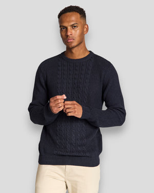 Mørkeblå Adriano regular fit strik fra Bruun & Stengade, blødt og komfortabelt knit i høj kvalitet.