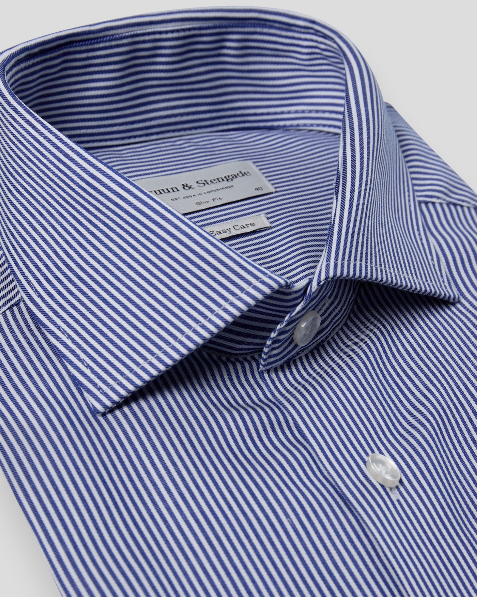Alvarez Slim Fit Shirt - Dark Blue/White Stripes