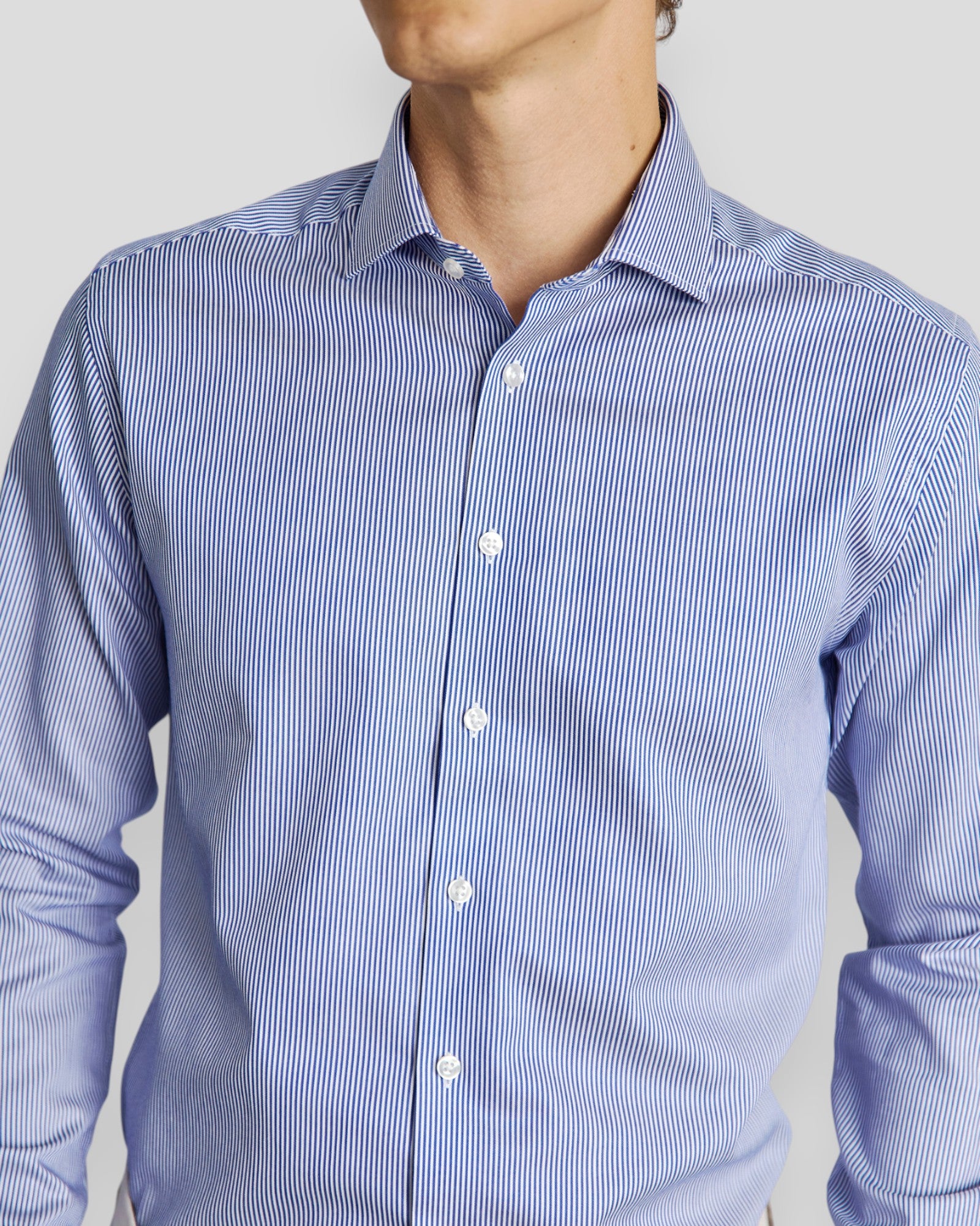 Alvarez Slim Fit Shirt - Dark Blue/White Stripes