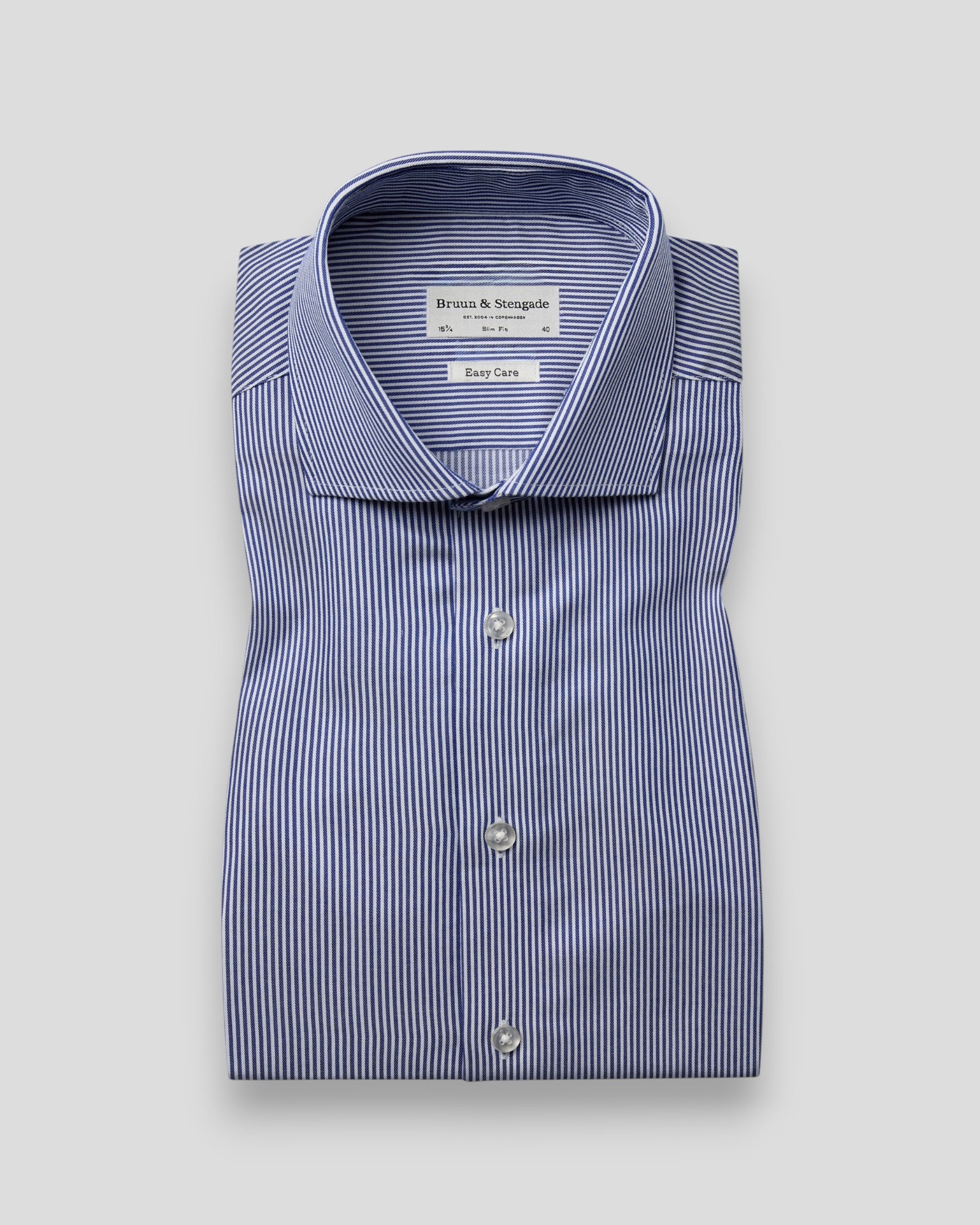 Alvarez Slim Fit Shirt - Dark Blue/White Stripes