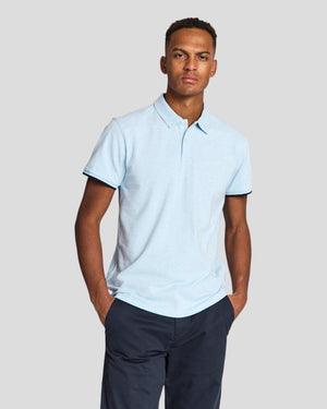 Bruun & Stengade Delos regular fit polo shirt in sky blue, featuring a classic collar and short sleeves.