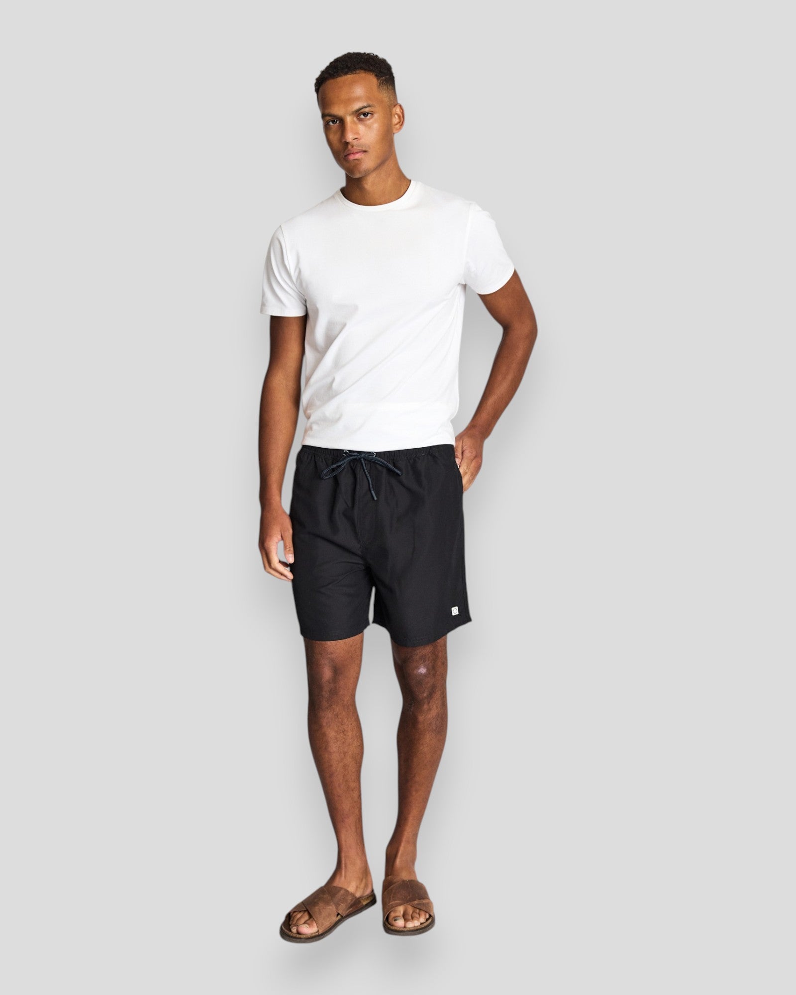 Sort Bruun & Stengade Havana regular fit badebukser i badetøj shorts med elastik i taljen og lommer