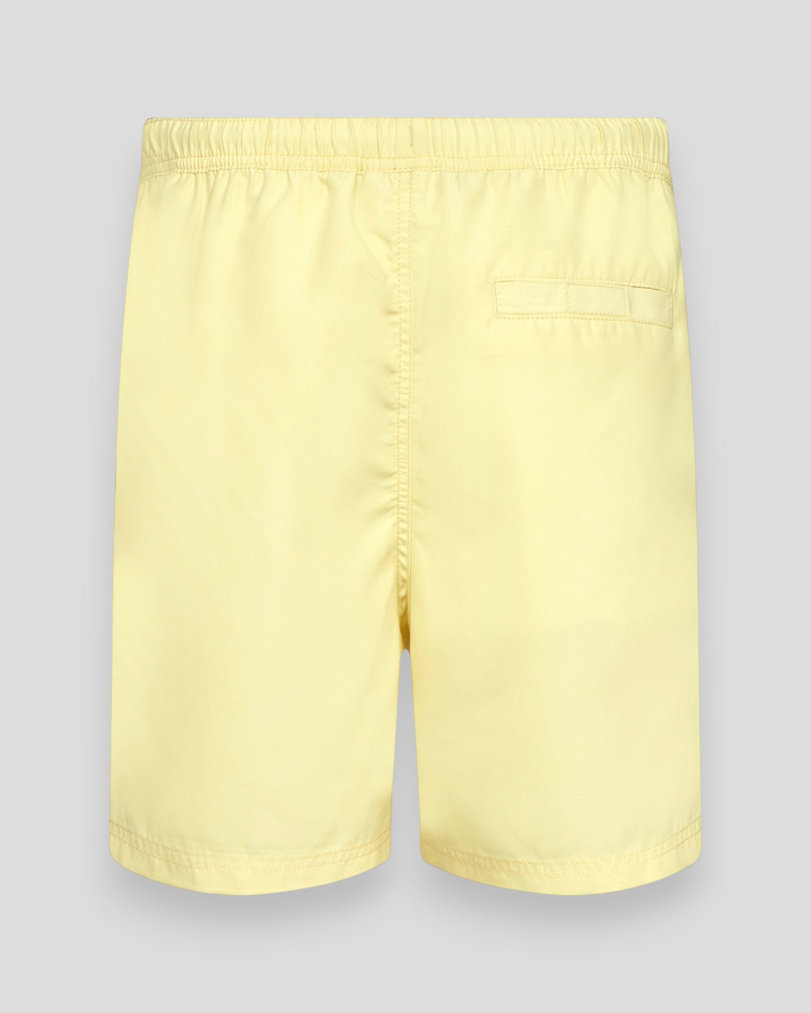 Damebadeshorts fra Bruun & Stengade Havana Regular Fit i citronfarvet print, vises fladt på en hvid baggrund.