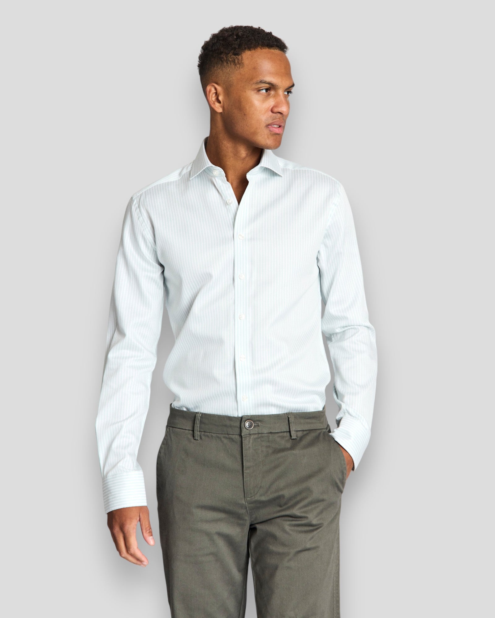 Ignacio Slim Fit Shirt - Light Green/White