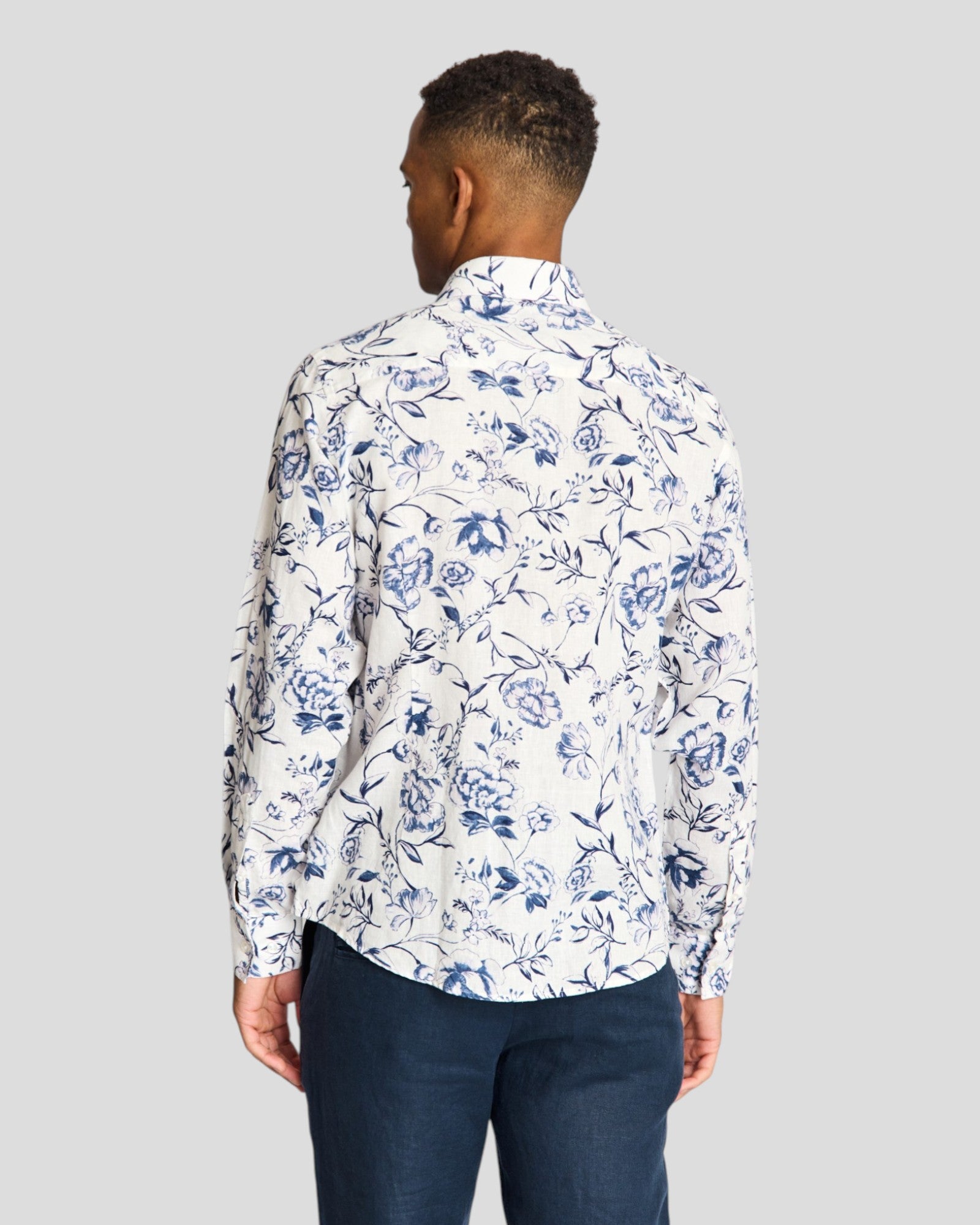 White Mengel casual modern fit shirt by Bruun & Stengade, displayed flat with collar and buttons visible.