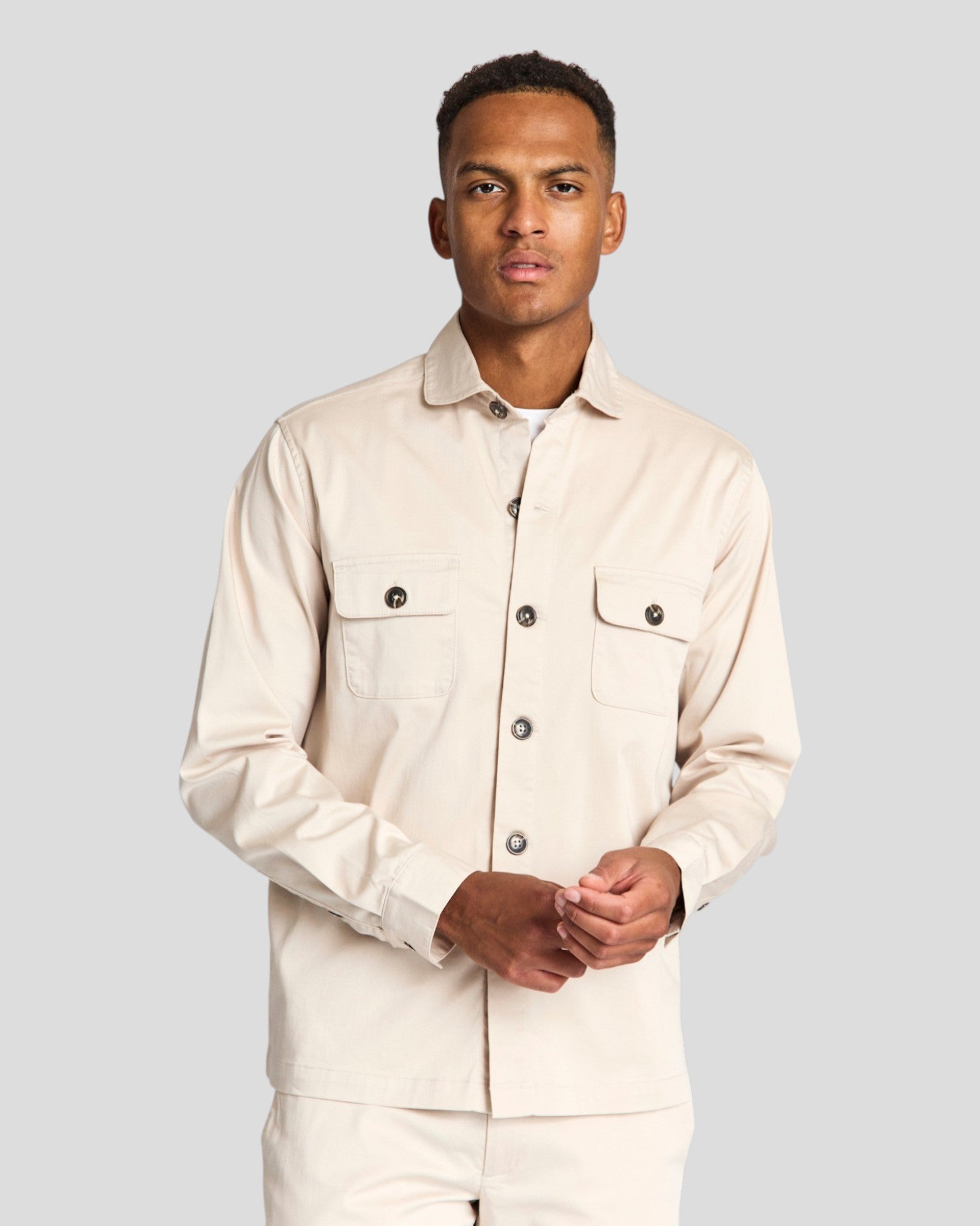 Bruun & Stengade Rocco regular fit overshirt in durable fabric, shown in a stylish neutral color, casual and versatile for everyday wear.