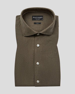 Green Tahaka Modern Fit Shirt by Bruun & Stengade, showing a tailored casual shirt with a classic collar and button front.
