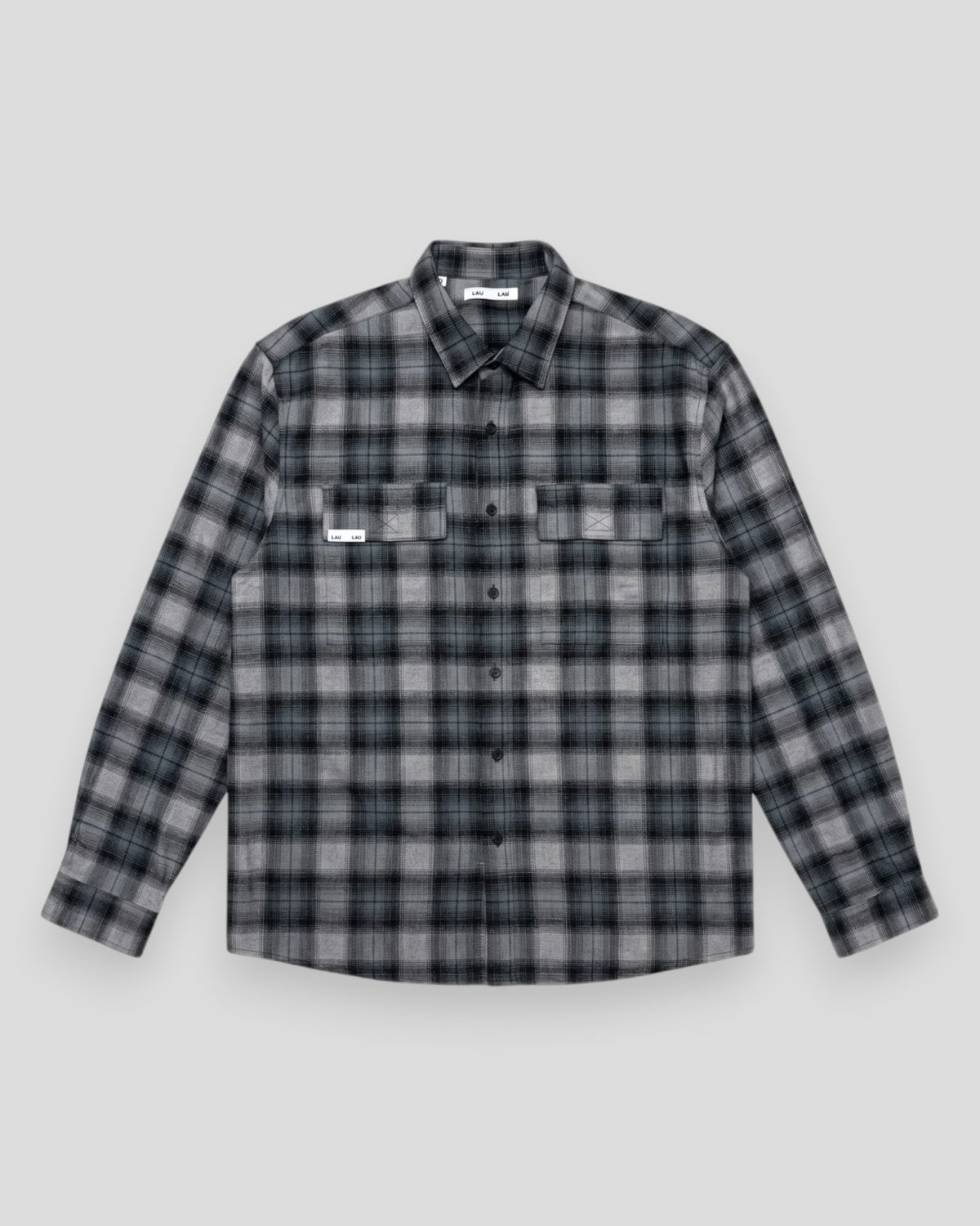 Patch Flannel Shirt - Black/Grey