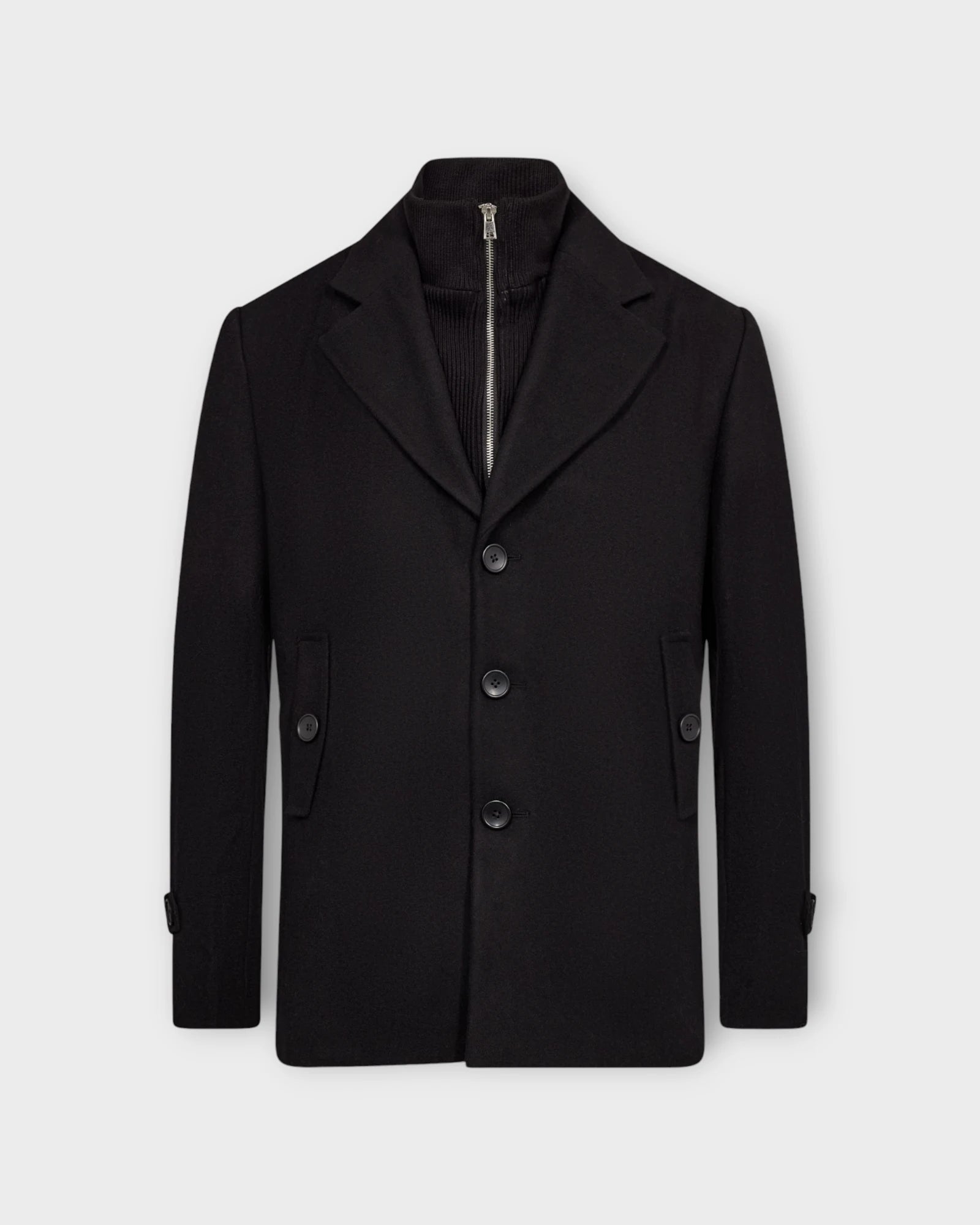 Kodiak Regular Fit Coat Black - Sort Bruun & Stengade Uld Frakke til Herre. Her set forfra.