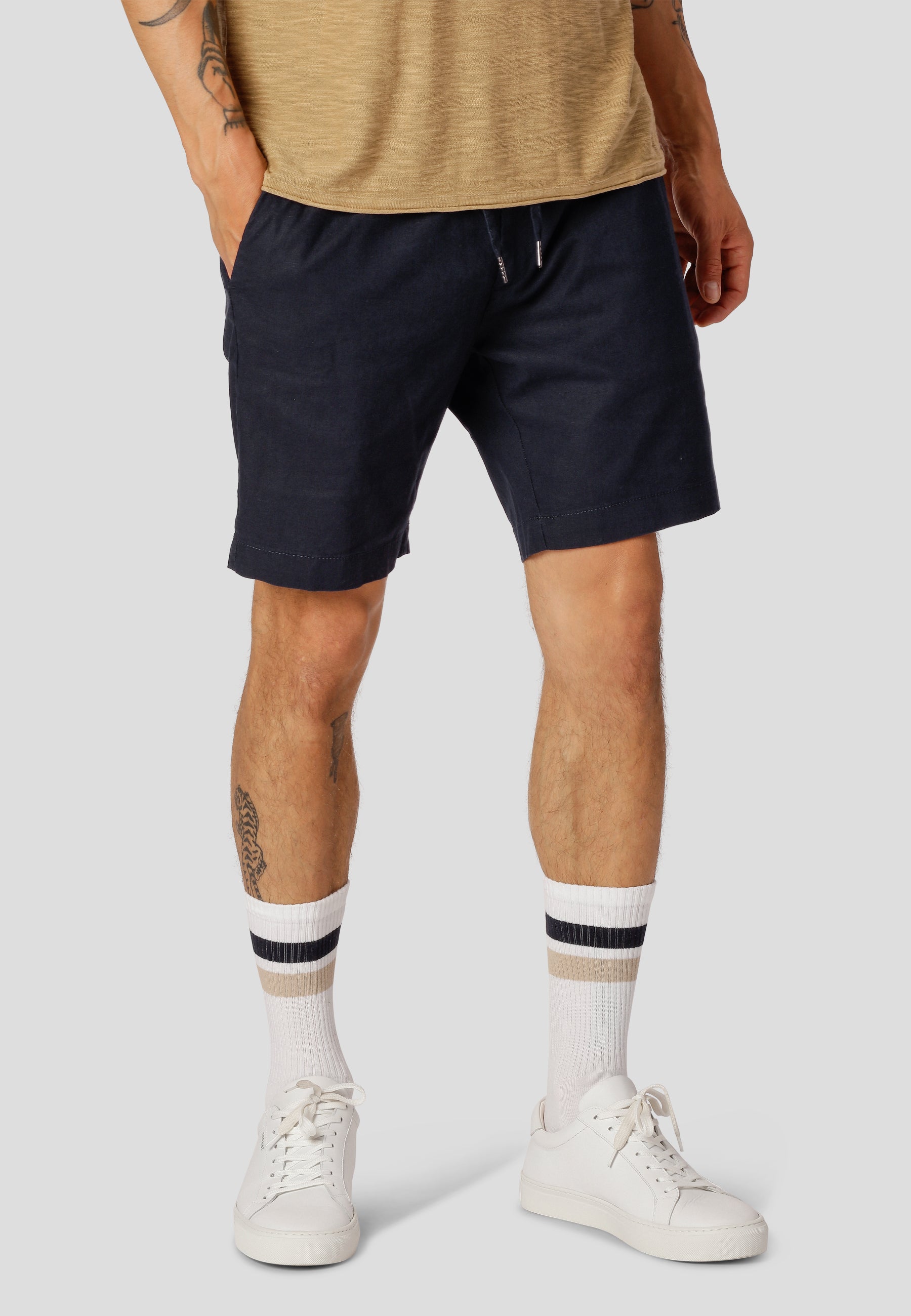 Barcelona Cotton / Linen Shorts - Navy