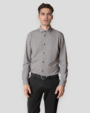 Black Clean Formal AOP Stretch Shirt LS by Clean Cut Copenhagen, long-sleeve design, tailored fit, and smooth fabric.