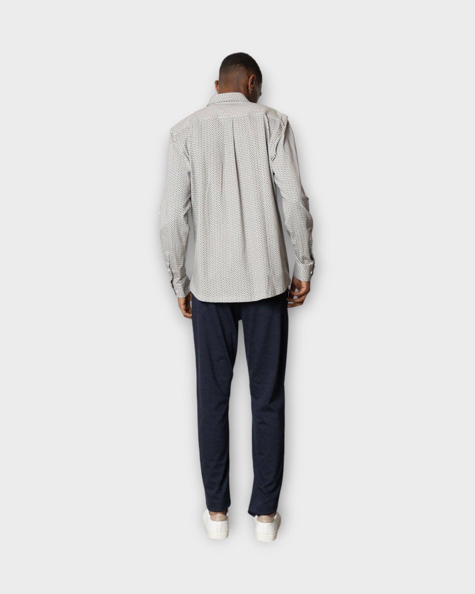 Clean Formal Aop Stretch Shirt Ls - Grey Col 4