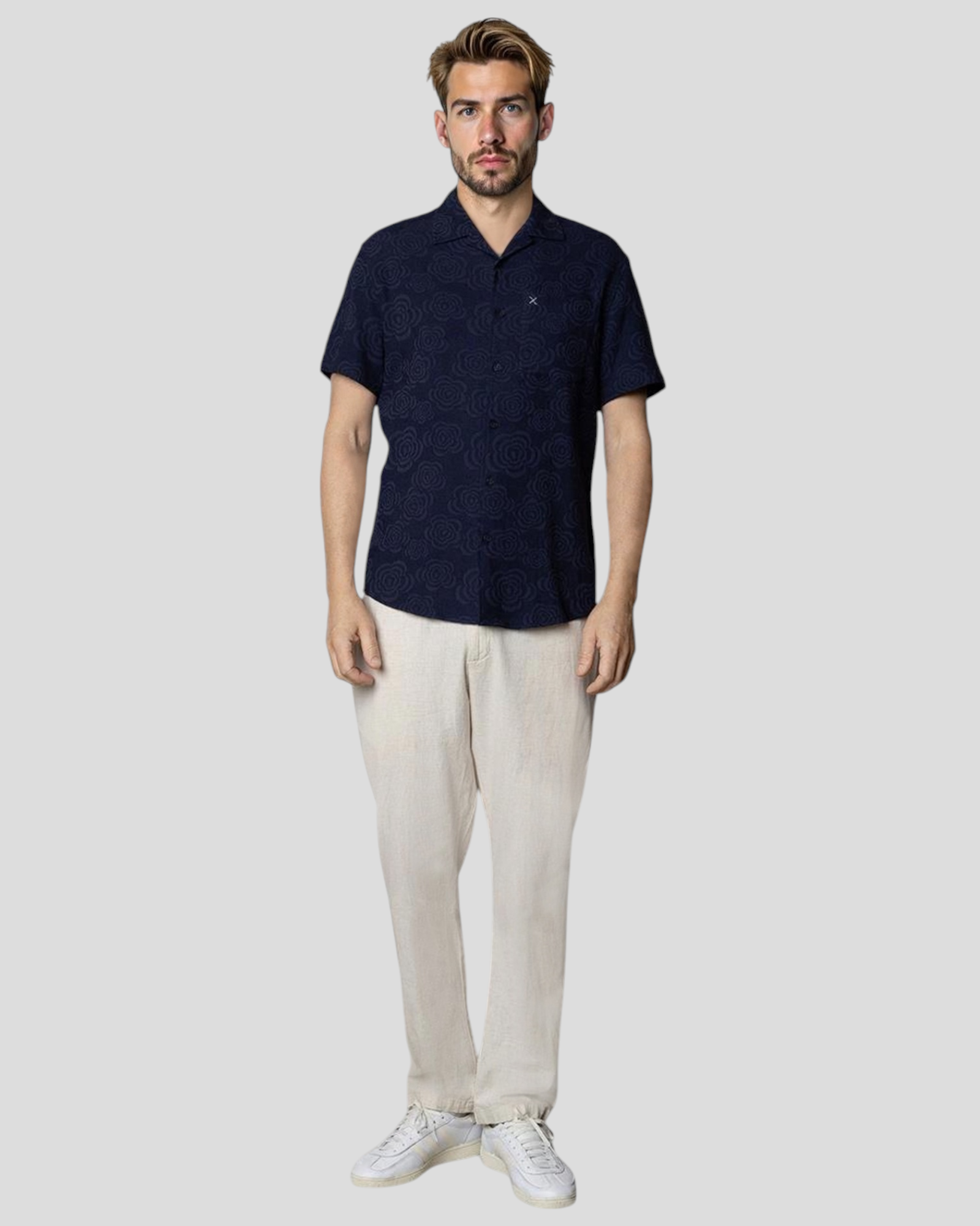 Bowling Carter Linen Shirt SS - Navy