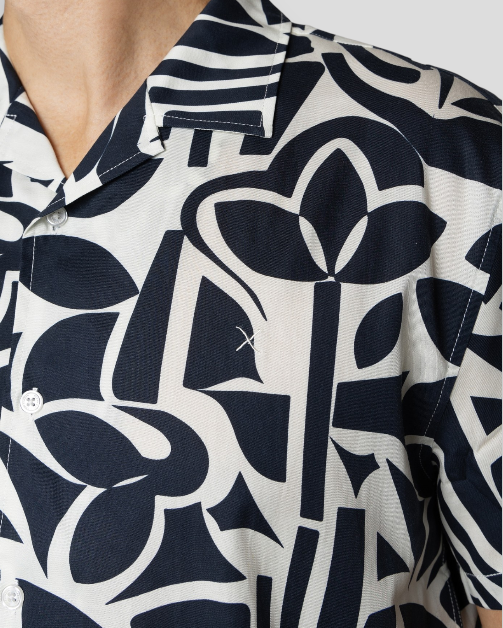 Bowling Noah Shirt SS - Navy/Ecru