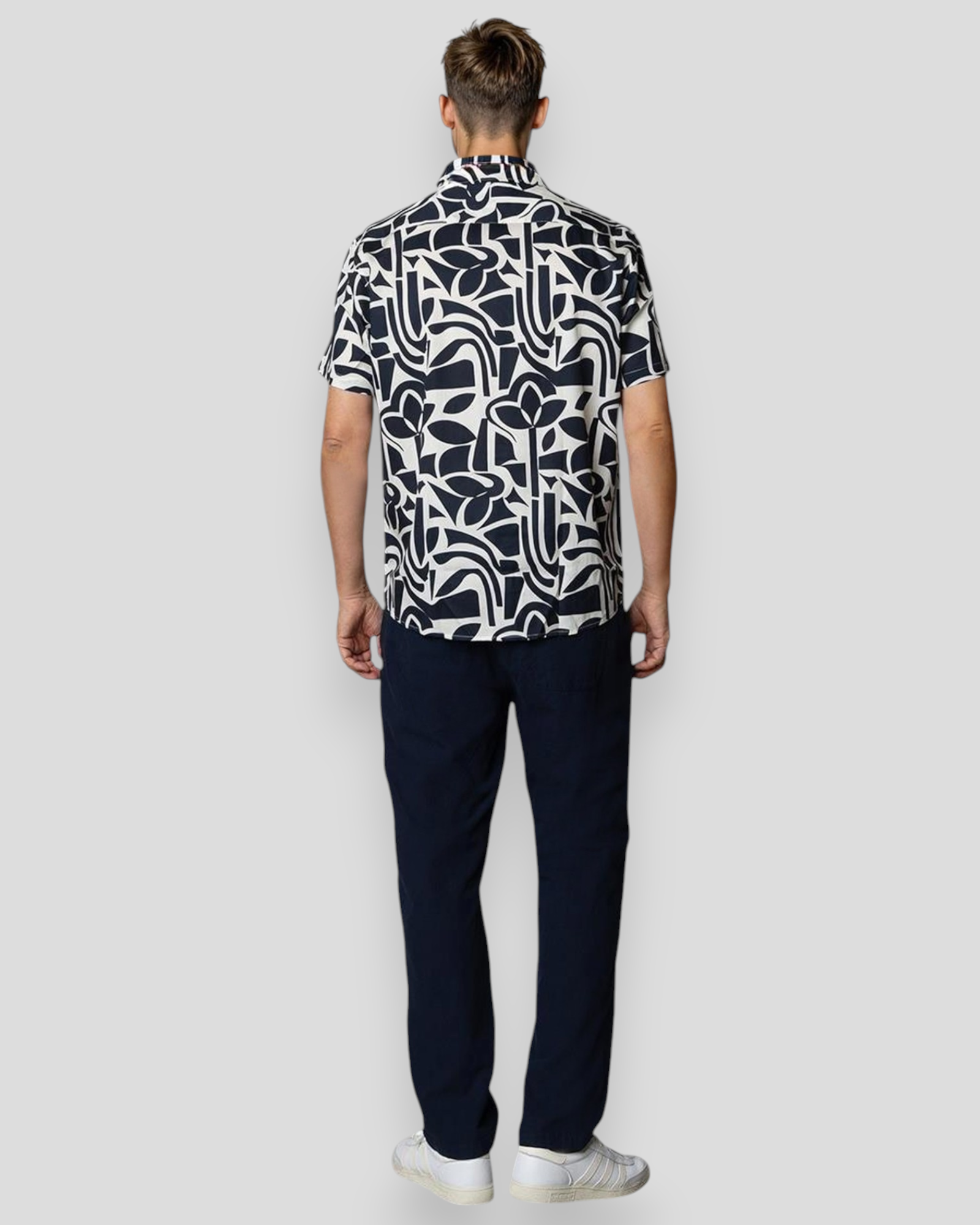 Bowling Noah Shirt SS - Navy/Ecru