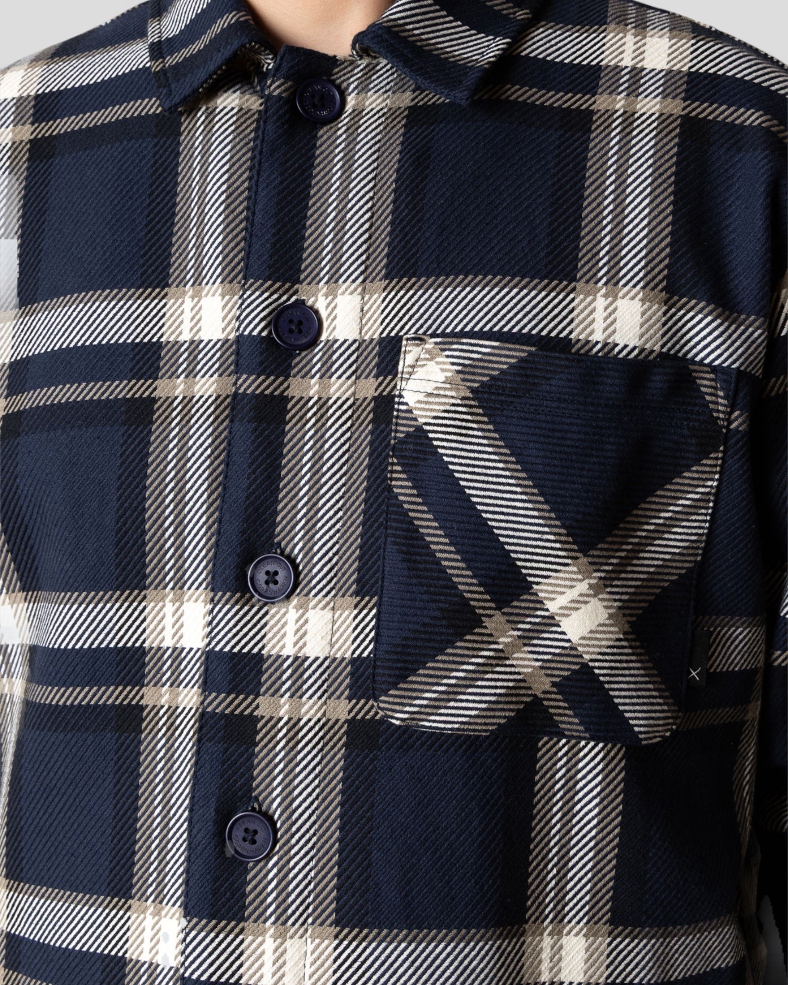 Asher Checked Overshirt - Navy