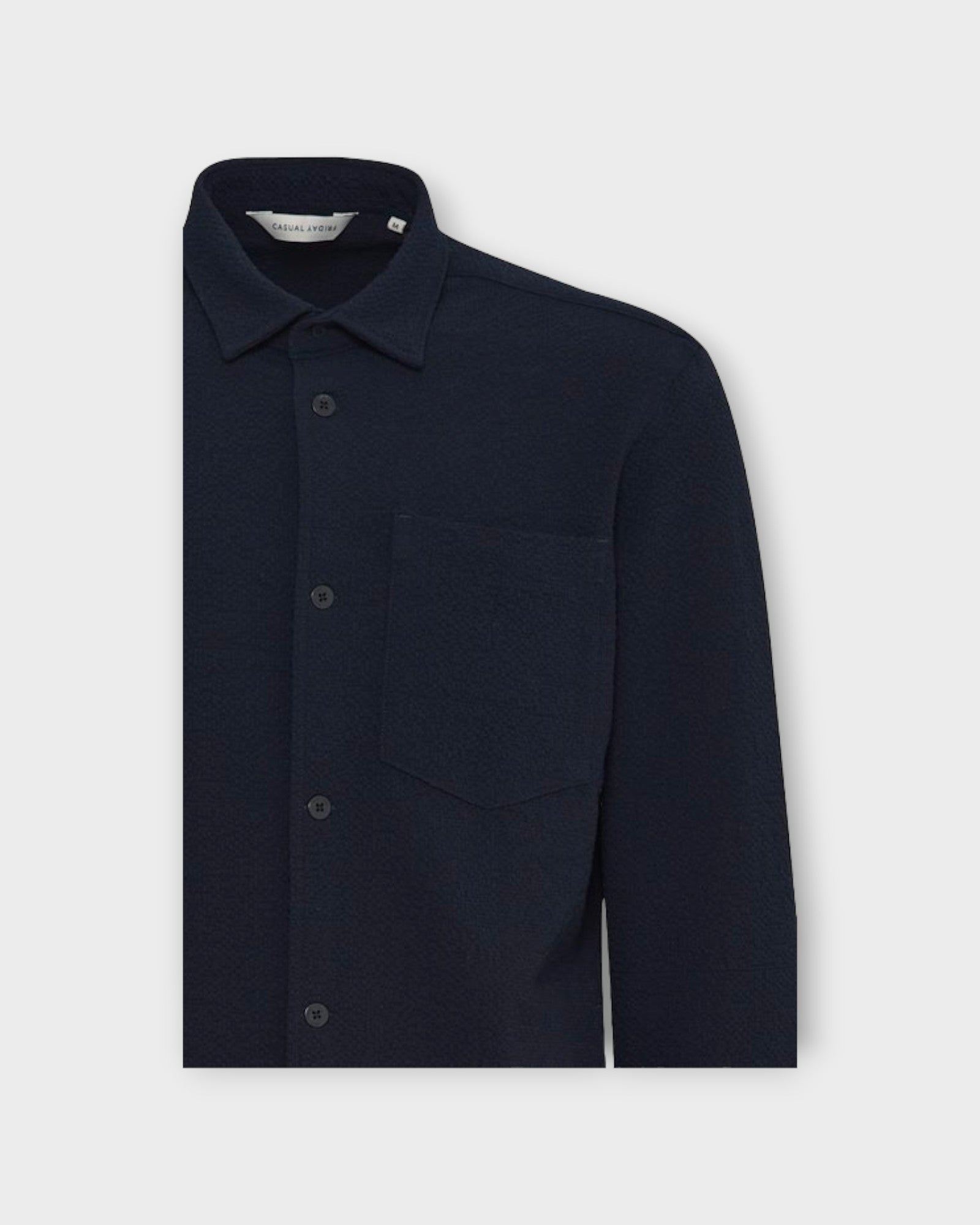 Alvin LS Waffle Shirt Dark Navy - Blå Ternet Casual Friday Overshirt til Mænd. Her set i closeup.