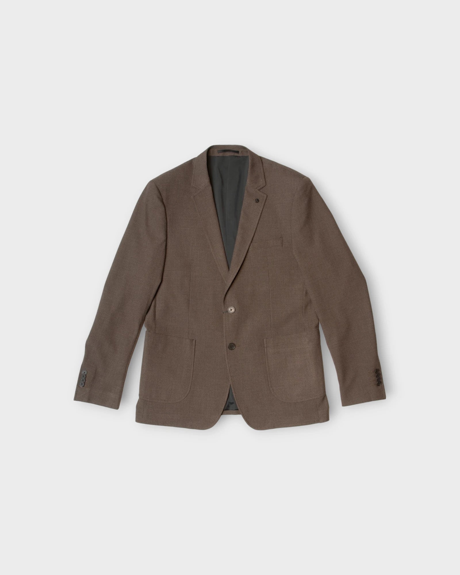 Marius Blazer Brown Melangé - Brun Meleret Clean Cut Blazer til Mænd. Her set forfra.