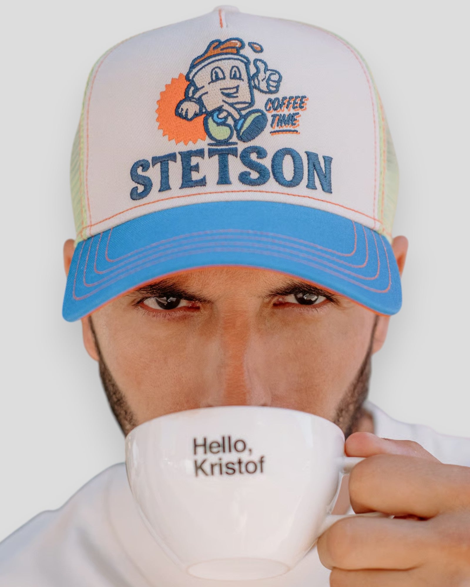 Trucker Cap Barista Coffee Time - Beige/Blue/Lime