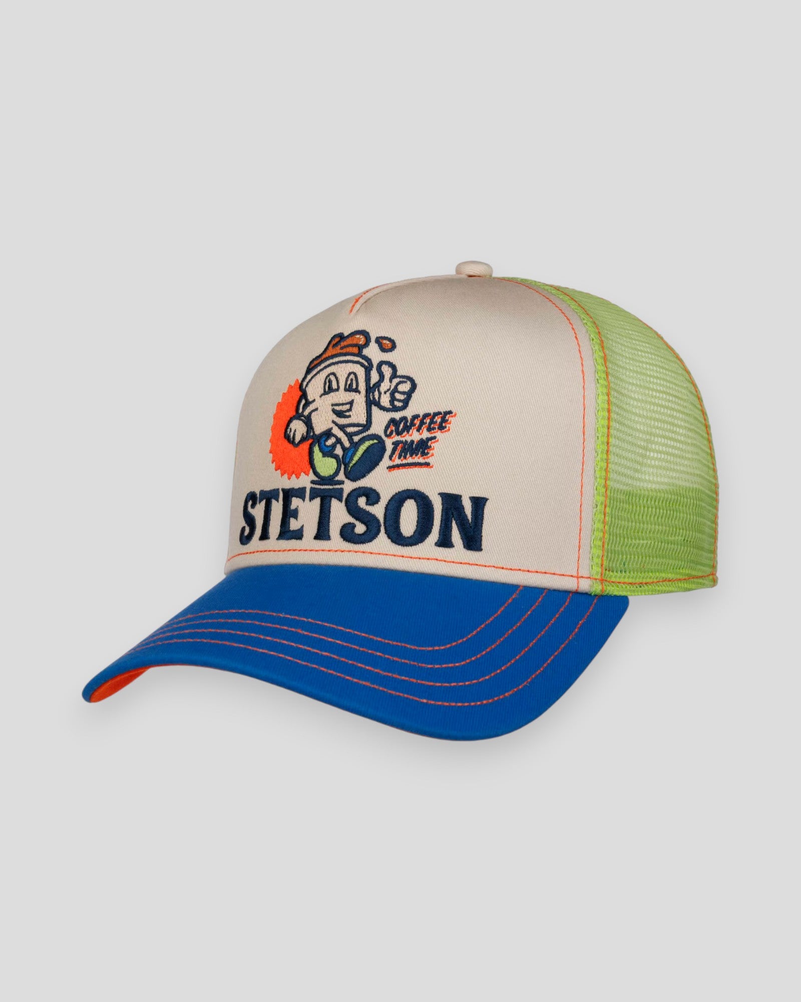 Trucker Cap Barista Coffee Time - Beige/Blue/Lime