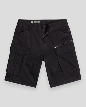 G-STAR RAW Rovic Zip Relaxed Shorts i sort, afslappet pasform og lynlåsdetaljer, synlig foran.