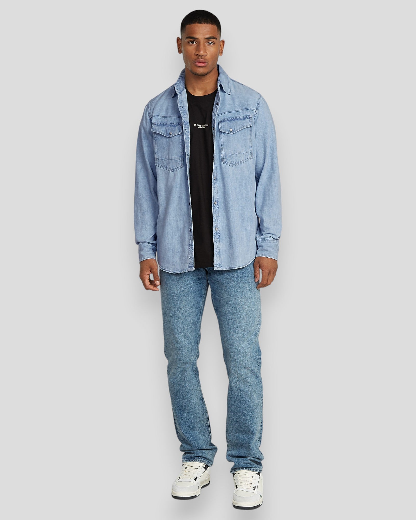Dakota Slim Shirt L/S - Sun Faded Blue Mist