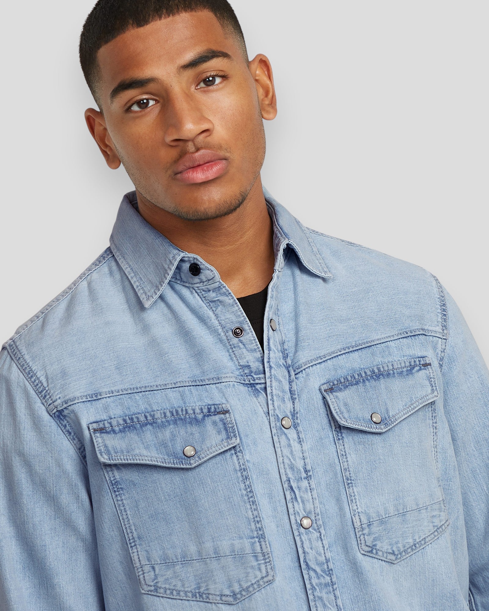 Dakota Slim Shirt L/S - Sun Faded Blue Mist