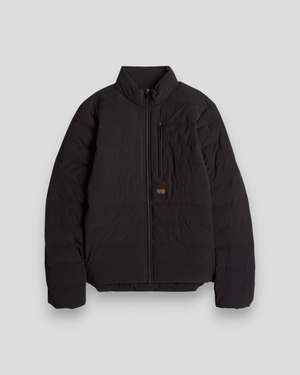 Sort G-STAR RAW Foundation Liner JKT jakke med sort stof, synlige lynlåse og moderne design.