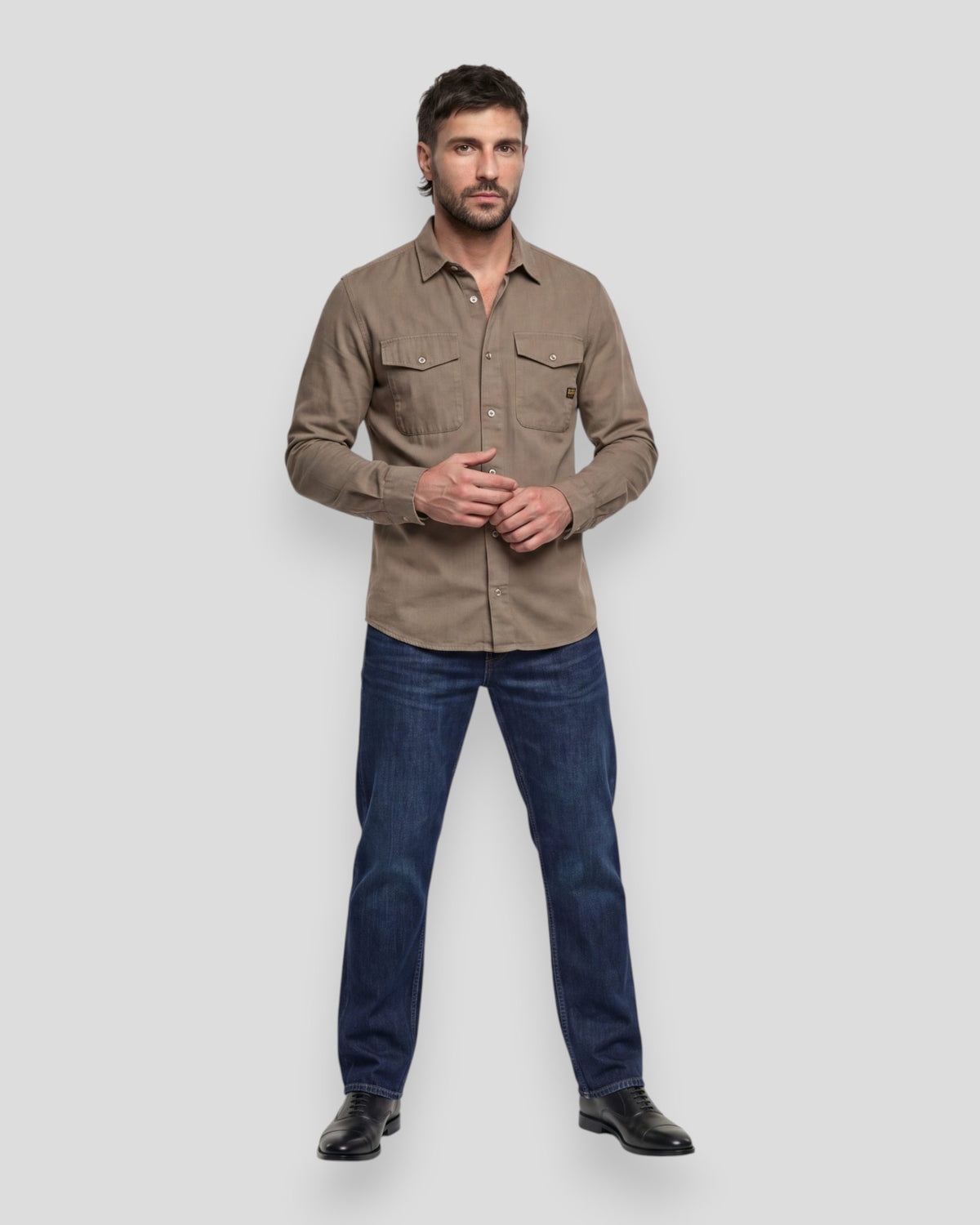 Marine Slim Shirt LS - Fossil GD