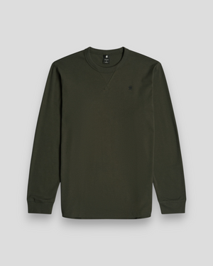 G-STAR RAW Nifous R Tee LS i asfalt med langærmet t-shirt i blødt bomuldsstof, vises fladt med rund hals og lange ærmer