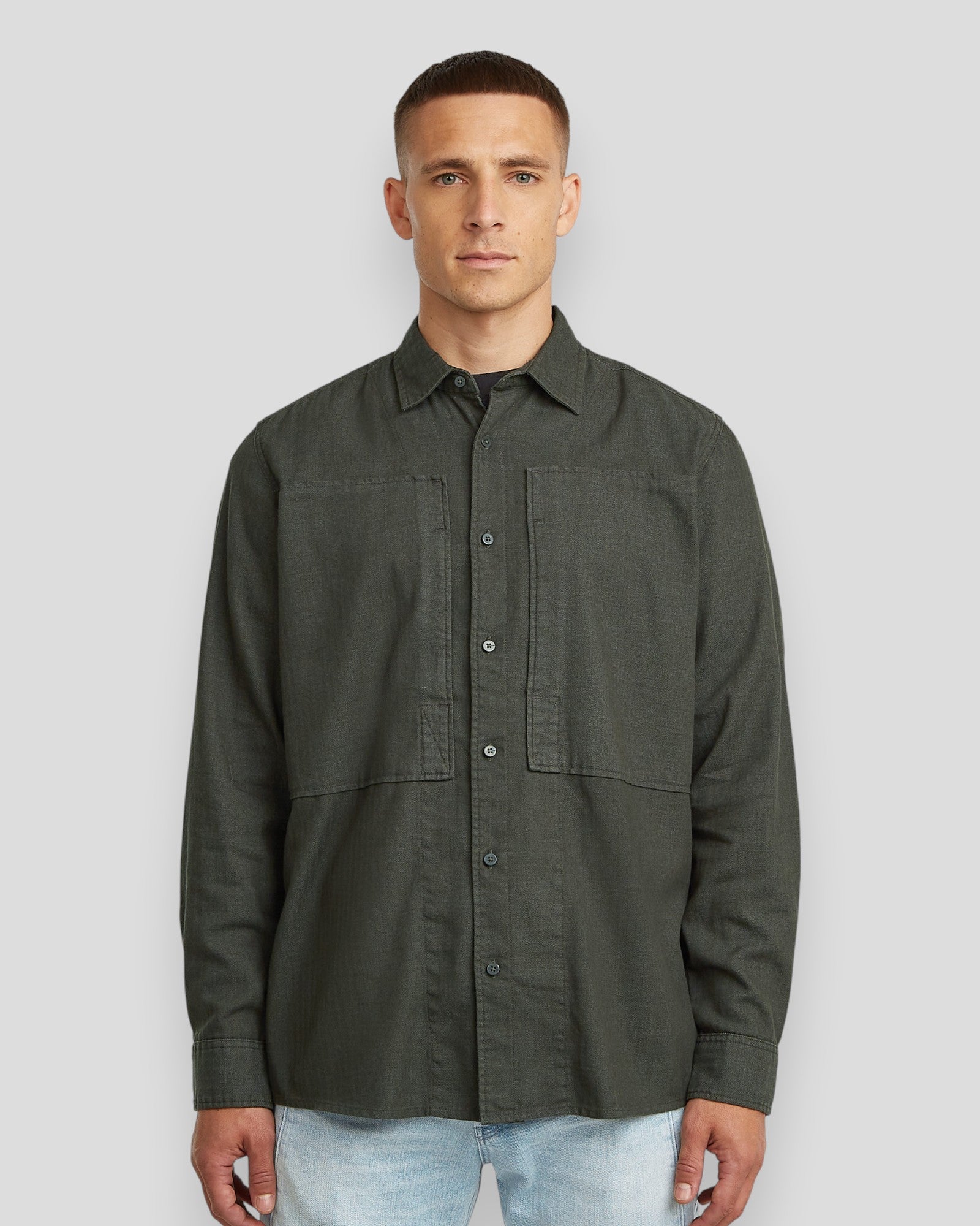 Panelled Pocket Regular Shirt LS - Asfalt GD