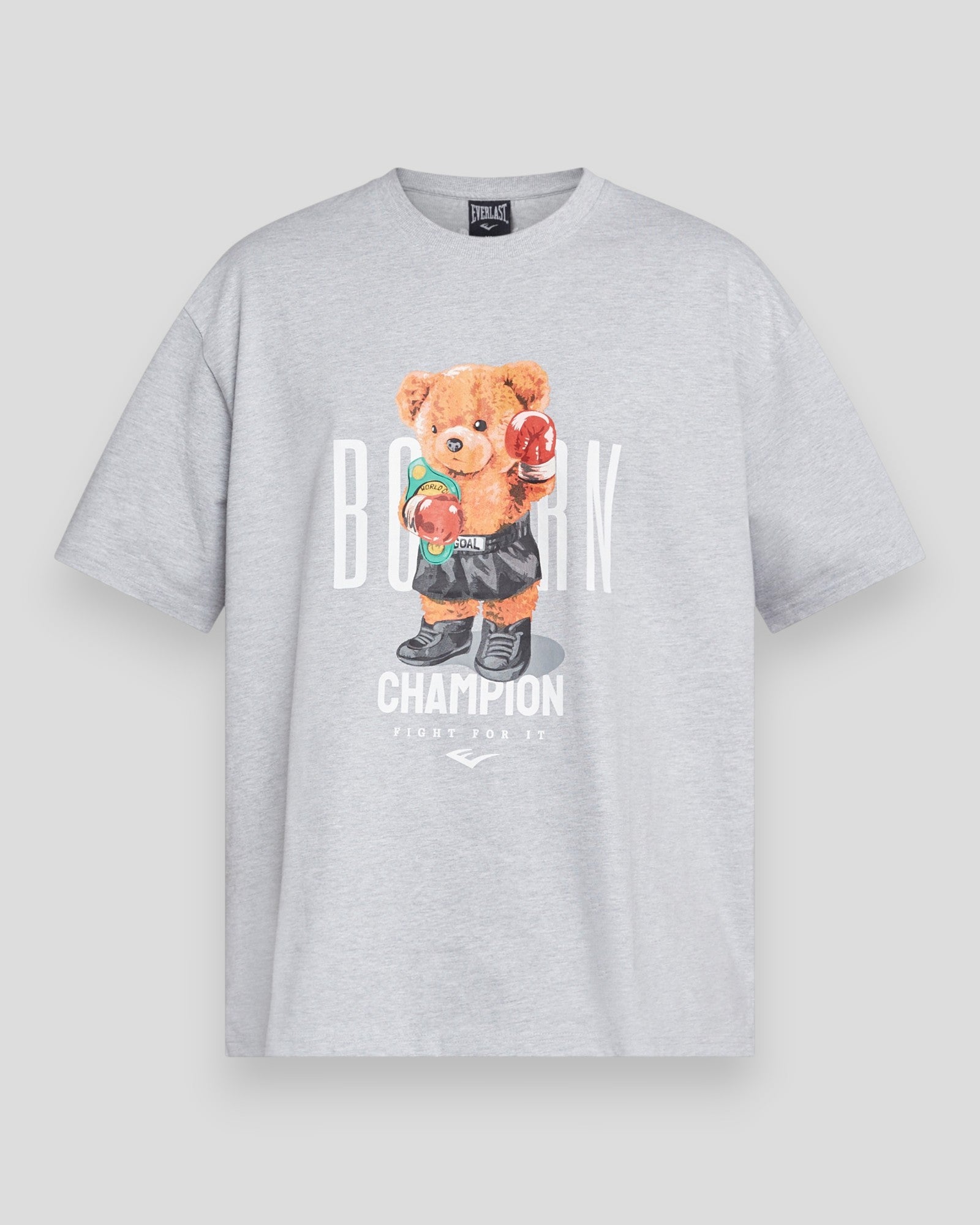 Everlast Born Champion light grey melange tee, casual men's T-shirt with soft fabric and classic fit.