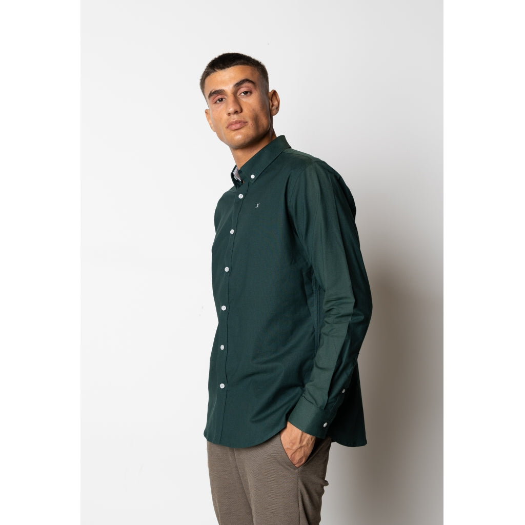 Oxford Stretch Plain - Deep Green