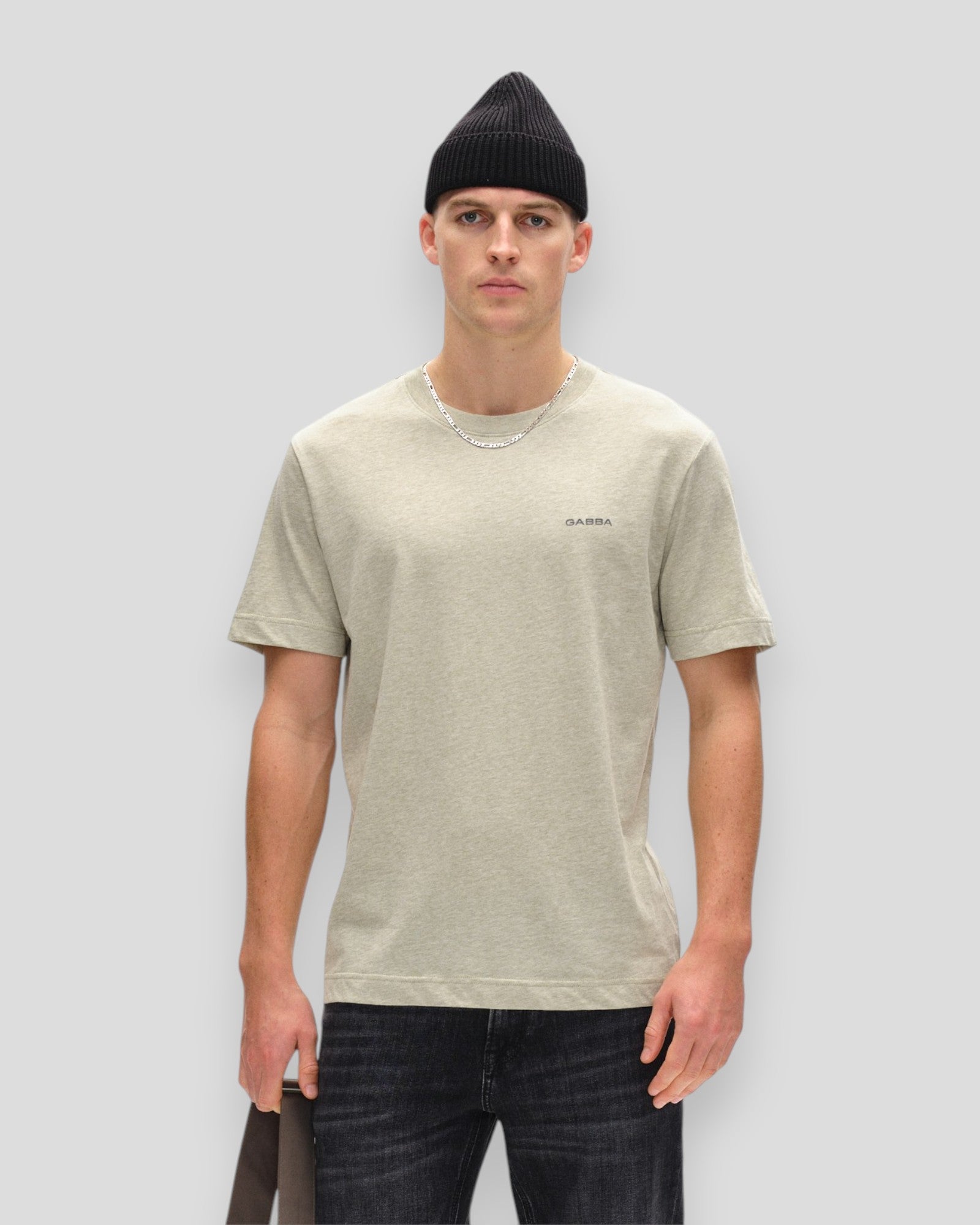 Gabba Dune Melange SS T-shirt i Green Melange, herre T-shirt med crew neck og regular fit i en moderne grøn melange farve.