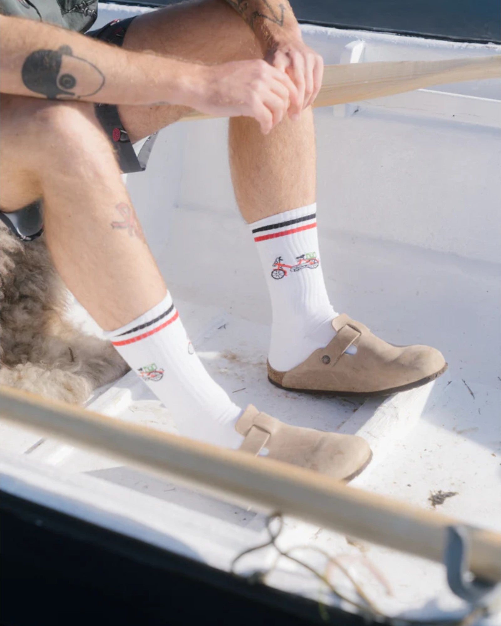 Red Maxi Socks - White