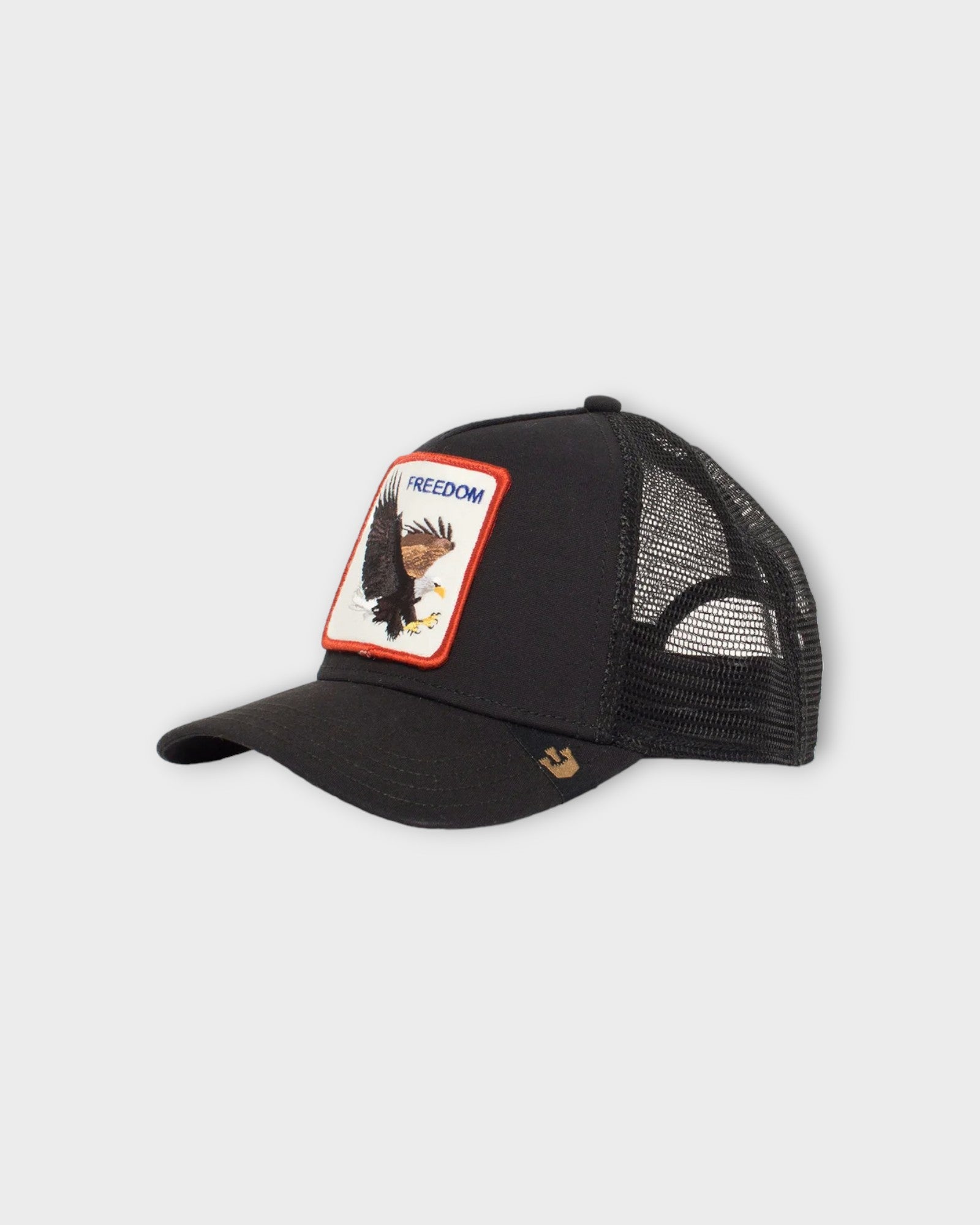 The Freedom Eagle Black - Sort Goorin Bros Trucker Cap til Mænd. Her set fra venstre.